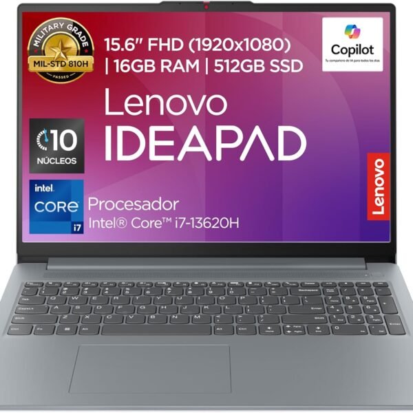 Lenovo IdeaPad Slim 3 15IRH8 Laptop | 15.6" FHD Intel Core i7-13620H 16GB RAM 512GB SSD | Camera FHD 1080p | Win 11/Luna Grey