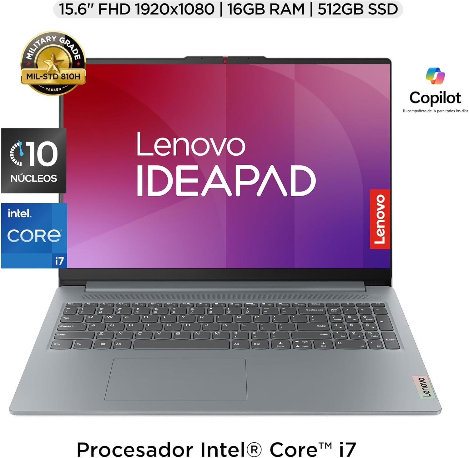 Lenovo IdeaPad Slim 3 15IRH8 Laptop | 15.6" FHD Intel Core i7-13620H 16GB RAM 512GB SSD | Camera FHD 1080p | Win 11/Luna Grey