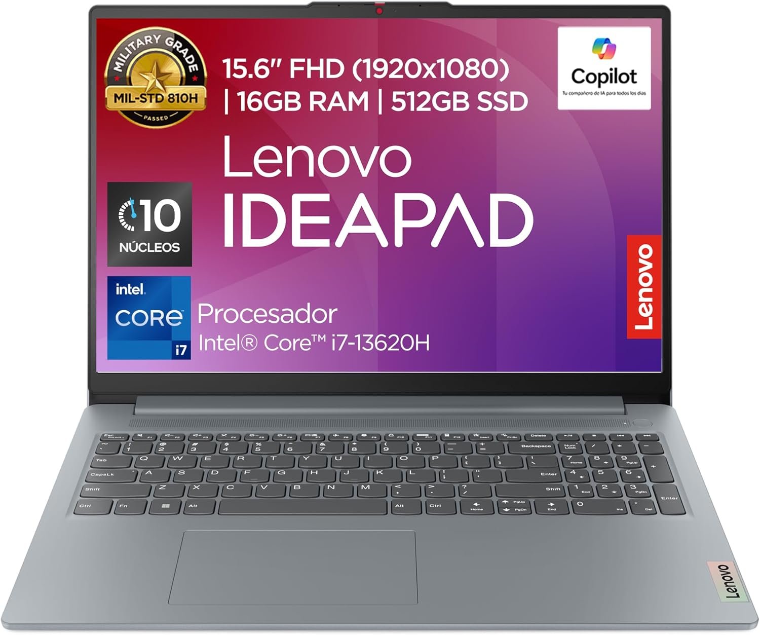 Lenovo IdeaPad Slim 3 15IRH8 Laptop | 15.6" FHD Intel Core i7-13620H 16GB RAM 512GB SSD | Camera FHD 1080p | Win 11/Luna Grey
